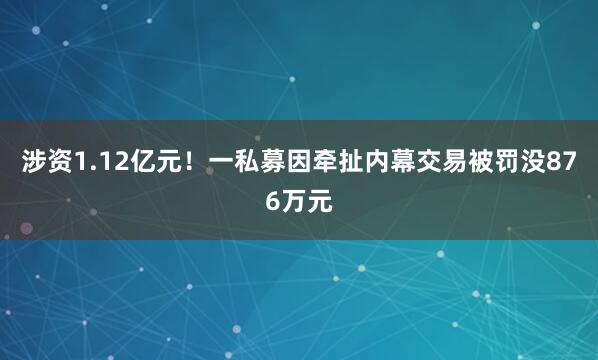 涉资1.12亿元！一私募因牵扯内幕交易被罚没876万元