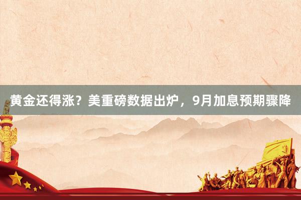 黄金还得涨？美重磅数据出炉，9月加息预期骤降