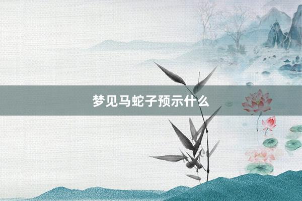 梦见马蛇子预示什么