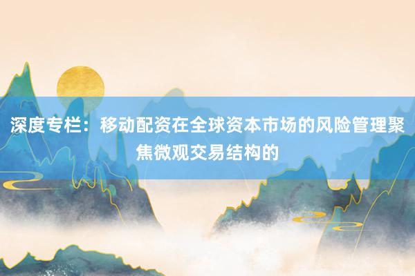 深度专栏：移动配资在全球资本市场的风险管理聚焦微观交易结构的