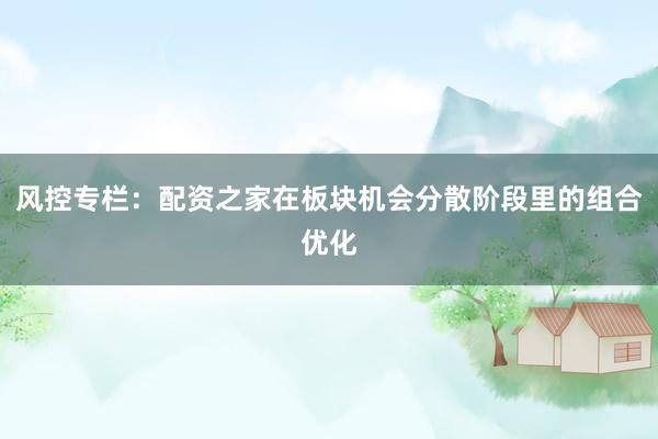 风控专栏：配资之家在板块机会分散阶段里的组合优化