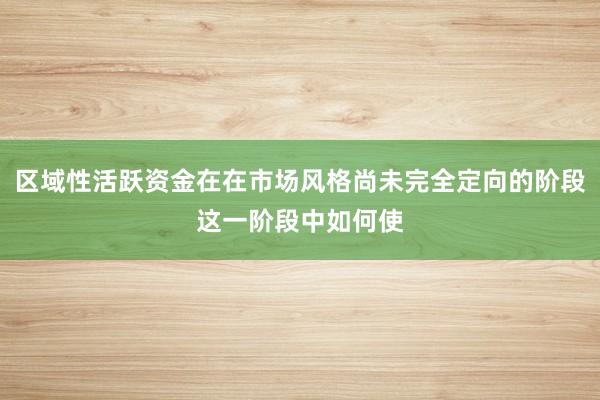 区域性活跃资金在在市场风格尚未完全定向的阶段这一阶段中如何使
