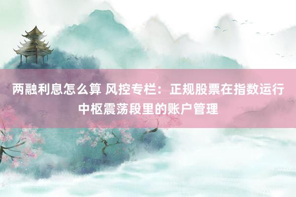 两融利息怎么算 风控专栏：正规股票在指数运行中枢震荡段里的账户管理
