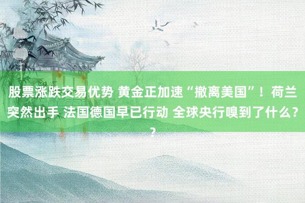 股票涨跌交易优势 黄金正加速“撤离美国”！荷兰突然出手 法国德国早已行动 全球央行嗅到了什么？