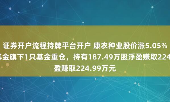证券开户流程持牌平台开户 康农种业股价涨5.05%，中欧基金旗下1只基金重仓，持有187.49万股浮盈赚取224.99万元
