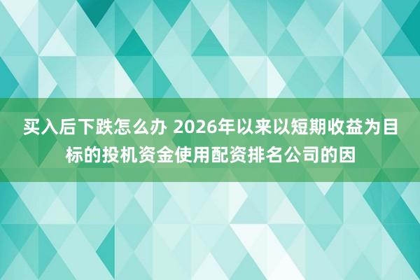 买入后下跌怎么办 2026年以来以短期收益为目标的投机资金使用配资排名公司的因