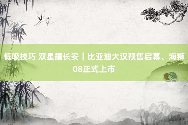 低吸技巧 双星耀长安｜比亚迪大汉预售启幕、海狮08正式上市