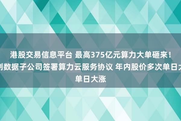 港股交易信息平台 最高375亿元算力大单砸来！协创数据子公司签署算力云服务协议 年内股价多次单日大涨