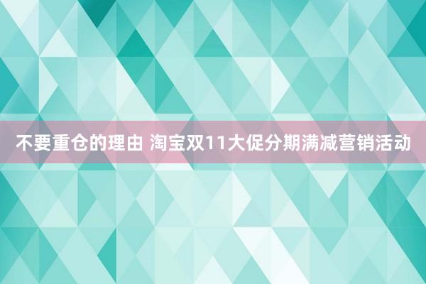 不要重仓的理由 淘宝双11大促分期满减营销活动
